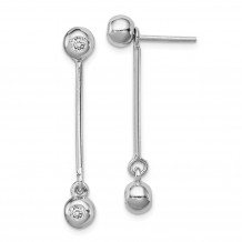 Quality Gold Sterling Silver Rhodium-plated Post & Dangle CZ Ball Front & Back Earrings - QE13038