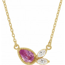 14K Yellow Pink Sapphire & 1/6 CTW Diamond 18 Necklace - 86854626P