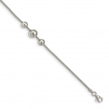 Quality Gold Sterling Silver Polished Bead Fancy Link  1in. ext Bracelet - QG5569-7.5