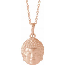 14K Rose 14.7x10.5 mm Meditation Buddha 16-18 Necklace - 86871602P