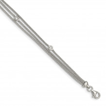 Quality Gold Sterling Silver Polished Multi Strand CZ Bracelet - QG5073-7.5