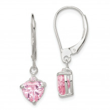 Quality Gold Sterling Silver Pink CZ Leverback Dangle Earrings - QE9438