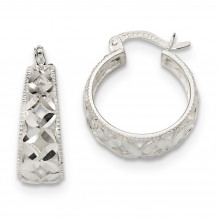 Quality Gold Sterling Silver Open Diamond Cut Hoop Earrings - QE13243