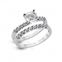 Zeghani 14k White & Black Gold Diamond Engagement Ring Set