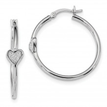 Quality Gold Sterling Silver Rhodium-plated Enamel Glitter Fabric Heart Hoop Earrings - QE13278