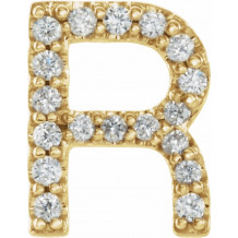 14K Yellow .06 CTW Diamond Single Initial R Earring - 867976091P