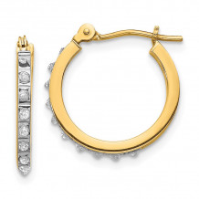 Quality Gold 14k Diamond Fascination Small Hinged Leverback Hoop Earrings - DF172