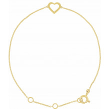 14K Yellow Heart Design 7 Bracelet - 650111101P