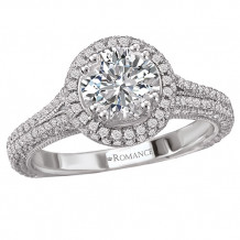 Romance 18k White Gold Halo Semi-Mount Diamond Engagement Ring