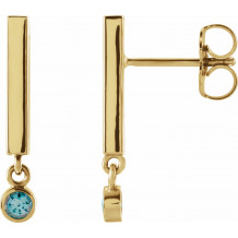 14K Yellow Aquamarine Bar Earrings - 869066024P