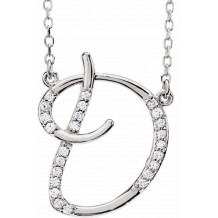 14K White 1/10 CTW Diamond Initial D 16 Necklace - 67399106P