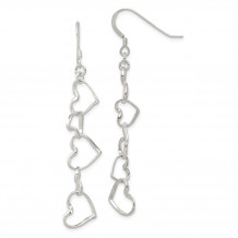 Quality Gold Sterling Silver Heart Dangle Shepherd Hook Earrings - QE8751