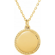 14K Yellow Engravable Round 16-18 Rope Necklace - 86470107P