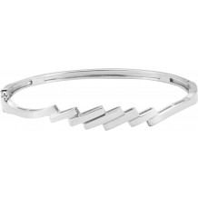 14K White Hinged Bangle Bracelet - BRC253883P