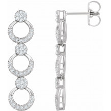 14K White 1/2 CTW Diamond Geometric Dangle Earrings - 65270660002P