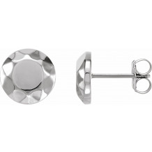 14K White Faceted Design Circle Earrings - 862396005P