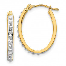 Quality Gold 14k Diamond Fascination Oval Hinged Hoop Earrings - DF234