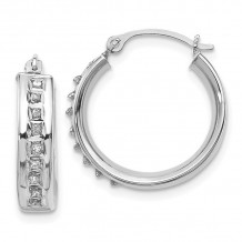 Quality Gold 14k White Gold Diamond Fascination Round Hoop Earrings - DF254