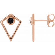14K Rose Onyx Cabochon Pyramid Earrings - 86862606P