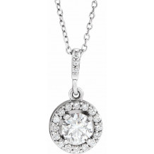 14K White 1/2 CTW Diamond Halo-Style 18 Necklace - 8530460000P