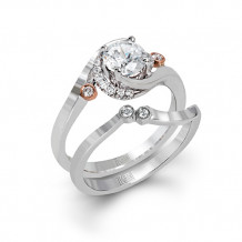 Zeghani 14k White & Rose Gold Diamond Engagement Ring Set