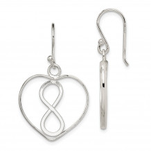 Quality Gold Sterling Silver Open Heart with Infinity Symbol Dangle Earrings - QE8915
