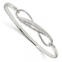 Quality Gold Sterling Silver Infinity  Feather Bangle Bracelet - QB1139