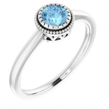 14K White Aquamarine March Birthstone Ring - 651609106P