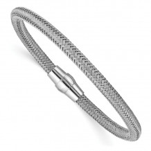 Quality Gold Sterling Silver Polished Rhodium-plated Magnetic Mesh Bracelet - QB955