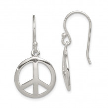 Quality Gold Sterling Silver Polished Peace Dangle Earrings - QE6901
