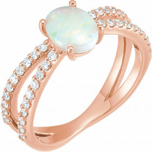 14K Rose Opal & 1/3 CTW Diamond Ring - 71934602P