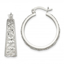 Quality Gold Sterling Silver Diamond-cut X Hoop Earrings - QE14669