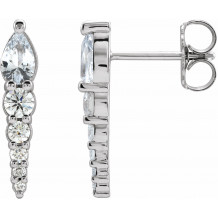 14K White Sapphire & 1/4 CTW Diamond Earrings - 870256019P