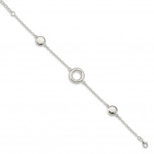 Quality Gold Sterling Silver Circles  1.5 in ext. Bracelet - QG5078-7.5