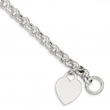 Quality Gold Sterling Silver Heart Toggle Bracelet - QG3088-7.5