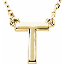 14K Yellow Block Initial T 16 Necklace - 84634164P