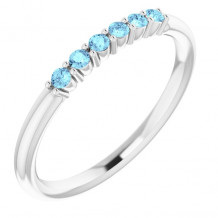 14K White Aquamarine Stackable Ring - 123288612P