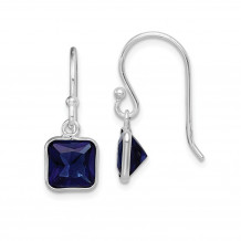 Quality Gold Sterling Silver Rhodium Plated Blue CZ Dangle Earrings - QE14928