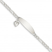 Quality Gold Sterling Silver ID with Heart Figaro Link Bracelet - QID4-7