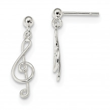 Quality Gold Sterling Silver Polished Treble Clef Post Dangle Earrings - QE13546