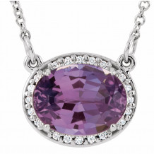 14K White Amethyst & .05 CTW Diamond 16.5 Necklace - 8590370008P