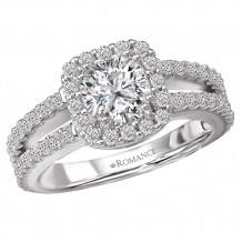 18k White Gold Split Shank Halo Semi-Mount Engagement Ring