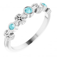 14K White Blue Zircon Bezel-Set Ring - 71924680P