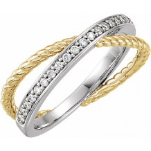 14K Yellow/White 1/5 CTW Diamond Criss-Cross Rope Ring - 1227536000P