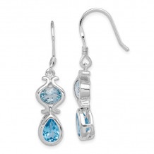 Quality Gold Sterling Silver Blue Topaz Dangle Earrings - QE5154