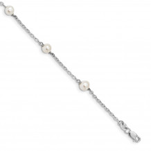 Quality Gold Sterling Silver Rh-plated FW Cultured Pearl Bracelet - QH5011-5.5