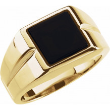 14K Yellow 10 mm Square Onyx Ring - 60689209268P