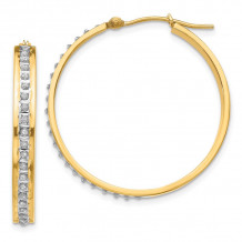 Quality Gold 14k Diamond Fascination Round Hinged Hoop Earrings - DF161