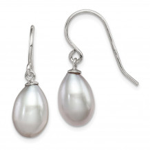 Quality Gold Sterling Silver Grey 8-9mm FW Cultured Pearl Dangle Earrings - QE7674