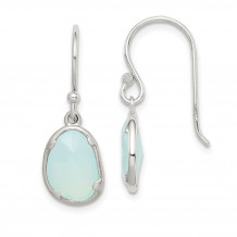 Quality Gold Sterling Silver Blue Chalcedony Dangle Earrings - QE14273